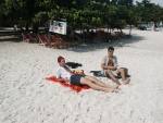 Soft white sand... and close to an Internet connection at all times!