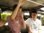 Who is she saluting to? :)